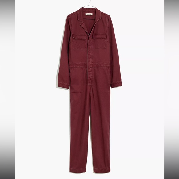 NWT Madewell warm brushed Signature Coverall Jumpsuit sz small dark fig burgundy - Picture 1 of 12